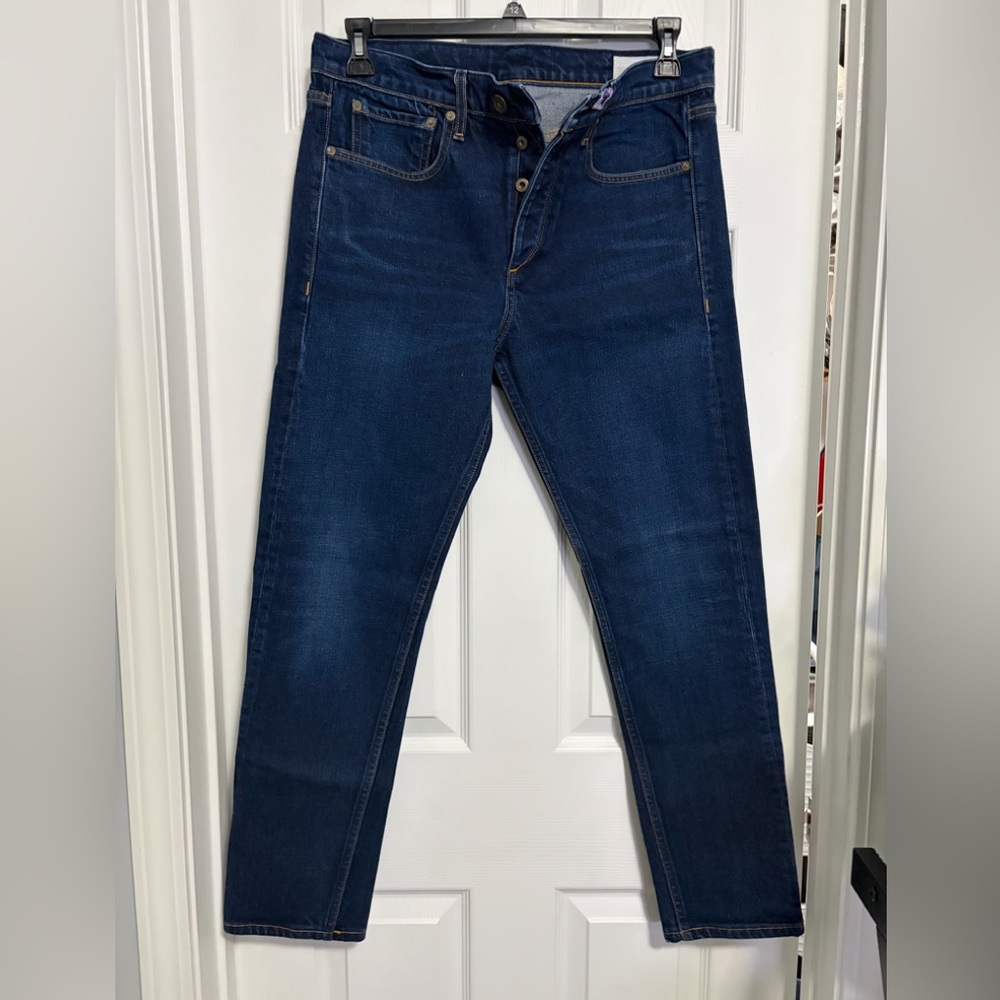 RAG & BONE MEN'S FIT 2 SLIM JEANS DARK BLUE WASH BUTTON FLY PREMIUM 33 X 28